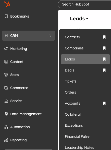 HubSpot contact record — Lead stage tracker panel
